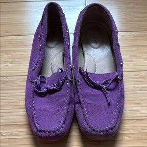 Lands End Purple Suede Loafers size 6.5